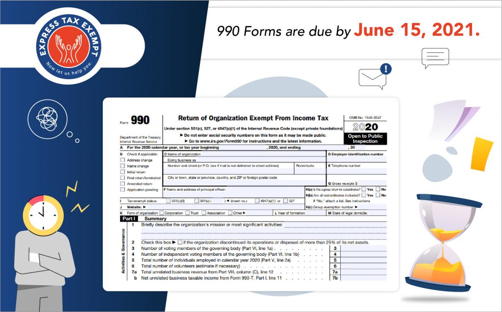 June 15, 2021 Form 990 deadline
