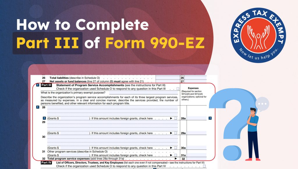 How to complete part iii of Form 990-EZ
