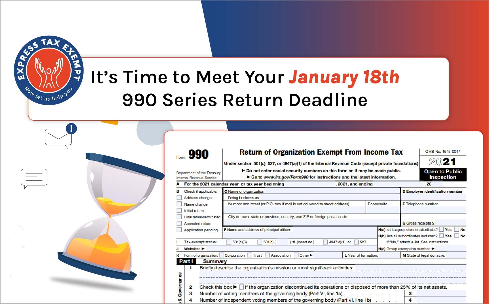 It’s Time to Meet Your January 18th 990 Series Return Deadline!