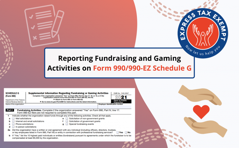 Reporting Fundraising And Gaming Activities On Form 990 990 EZ Schedule G