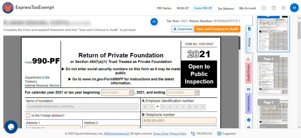 Form 990-PF Form-Based Filing 